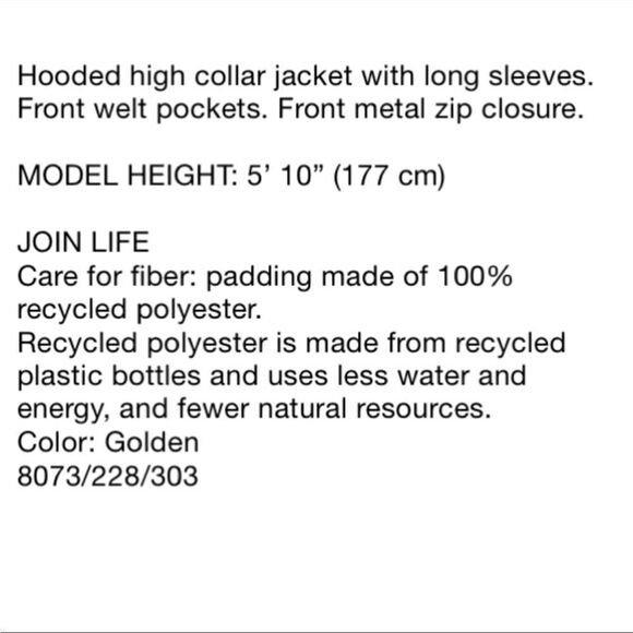 NWT Zara Golden Color-block Puffer Jacket Sz. XS - Picture 6 of 11